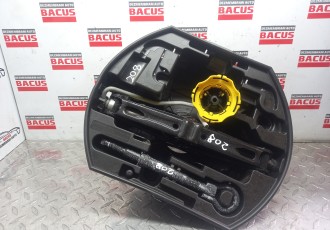 Kit Trusa Cric Cheie Roti Spuma Carlig Remorcare Tractare Fara Roata Peugeot 208 2008 - 2016 