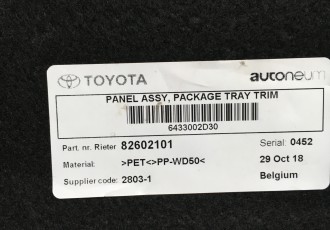 Polita portbagaj Toyota Auris Mk2 2018 cod- 82602101 